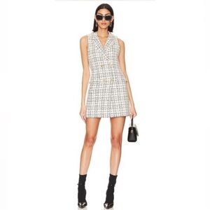 NWT Alice + Olivia White and Black Tweed Mini Dress
